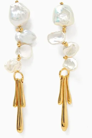 Missoma Sculptural Pearl Drop Earrings in 18kt Recycled Gold-plated Brass