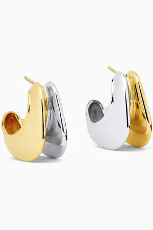 Missoma Hera Dome Double Ridge Hoop Earrings in Mixed Metal