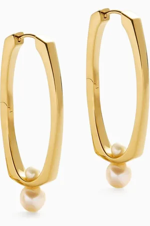 Missoma Button Pearl Hoop Earrings in 18kt Gold Vermeil on Sterling Silver