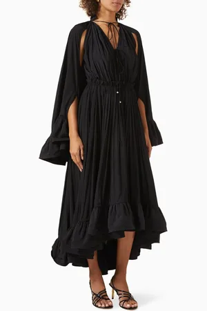 Lanvin Ruffle Midi Dress in Charmeuse