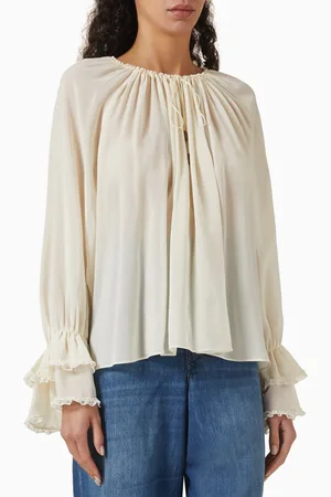 Chloé Lace-trim Blouse in Silk Georgette