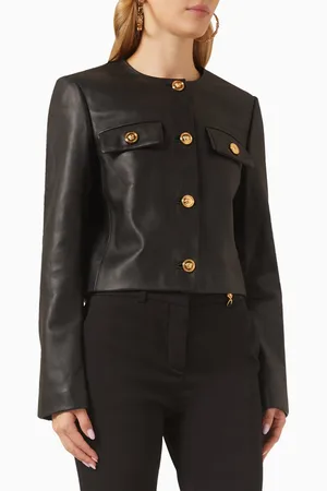 VERSACE Medusa Cardigan-style Jacket in Leather