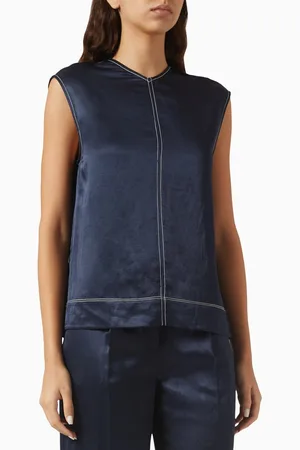DAY Birger et Mikkelsen Billie Contrast-stitch Top in Shiny Viscose-blend