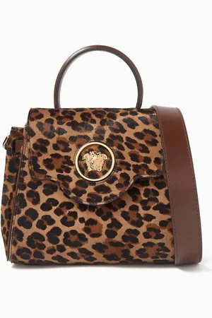 VERSACE Small Leopard La Medusa Top-handle Bag in Calf Hair