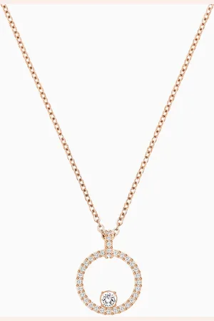 Swarovski Creativity Crystal Circle Pendant Necklace in Rose -plated Metal