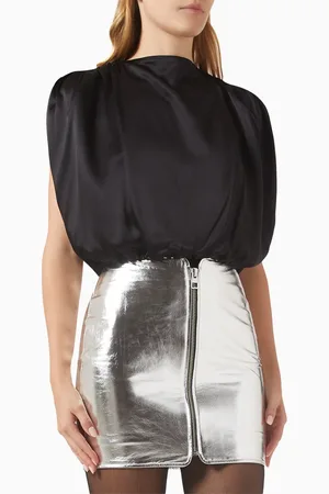 The Sei Gathered Boxy-fit Top in Silk-satin