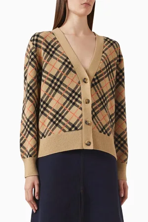 Burberry Check-pattern Cardigan in Cashmere