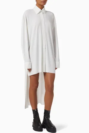 Norma Kamali Oversized Boyfriend Hi-low Hem Shirt in Poly Lycra