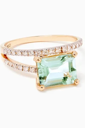 Mateo New York Point of Focus Green Amethyst Ring in 14kt Gold