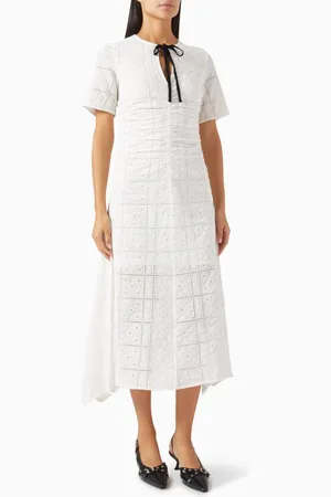 Ganni Broderie Anglaise Dress in Organic Cotton