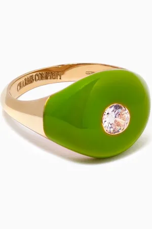 Charms BonBon Pinky Ring with Enamel & Quartz in 14kt Yellow Gold