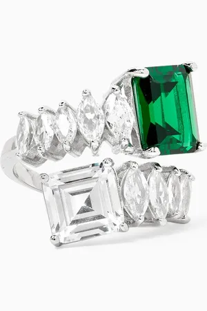 Kenneth Jay Lane Marquis Princess Ring in Rhodium-plated Brass