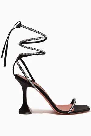Amina Muaddi Vita 95 Crystal Lace-up Sandals in Patent-leather