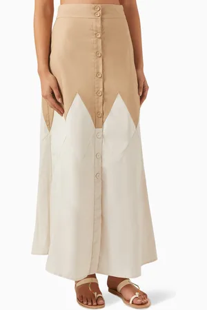 Adriana Degreas Two-tone Maxi Skirt in Cotton Blend