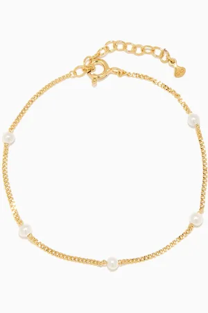 TAI Jewelry Freshwater Pearl Stationed Bracelet in -plated Brass