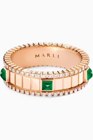 Marli Life Green Agate & Diamond Ring in 18kt