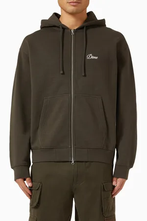 DIME Cursive Zip Hoodie in Cotton-blend