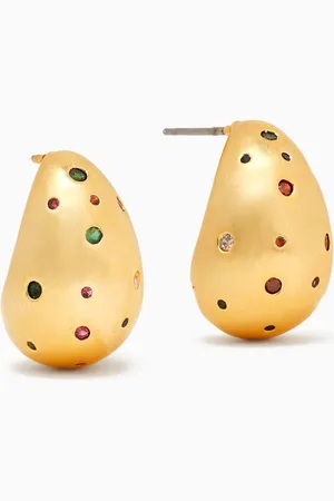 TAI Jewelry Puffy Teardrop Earrings in Gold-plated Brass