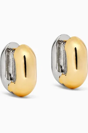 TAI Jewelry Two-tone Chunky Huggie Earrings in Plated Brass