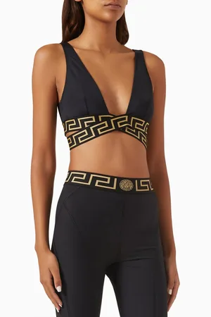 VERSACE Greca Border Triangle Bikini Top in Recycled Nylon