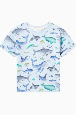 Purebaby All-over Shark-print T-shirt in Organic-cotton