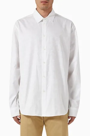 VERSACE Logo Monogram Jacquard Shirt in Cotton Poplin