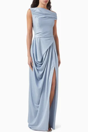 GEMY MAALOUF Draped Gown in Shiny Jersey