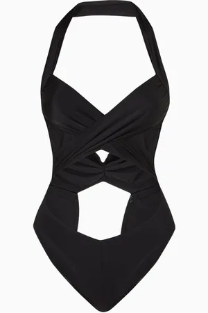 Norma Kamali Halter Cross Mio Swimsuit in Nylon Lycra