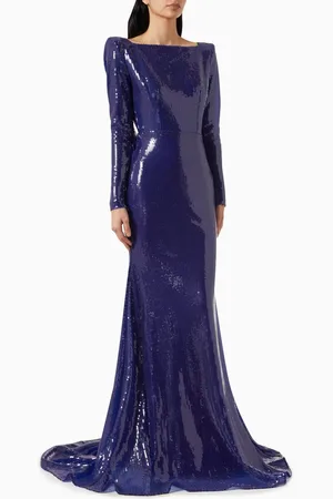 ALEX PERRY Drape Maxi Dress in Sequin