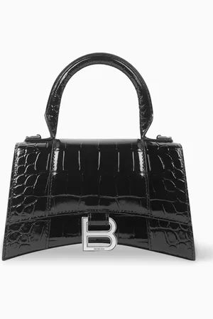 Balenciaga S Hourglass Top Handle Bag in Crocodile Embossed Calfskin