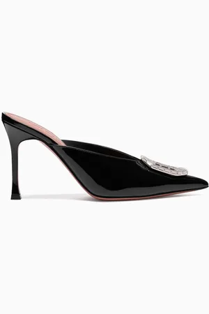 Amina Muaddi Camelia 90 Mules in Patent Leather