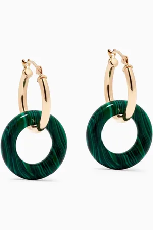 Mateo New York Malachite Donut Hoop Earrings in 14kt Gold