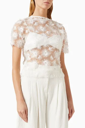 Anna Quan Coco Embroidered Sheer Top