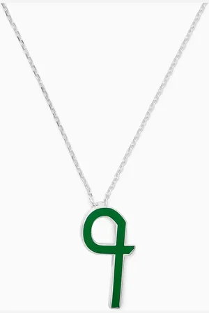 BIL ARABI Arabic Lette "Meem" Enamel Pendant Necklace in Sterling
