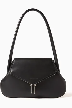 Amina Muaddi Gemini Flat Shoulder Bag in Nappa Leather