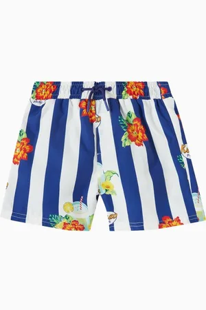 Kenzo Striped Floral Swim Shorts in Nylon