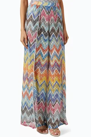 Missoni Zigzag-motif Wide-leg Pants in Viscose-blend