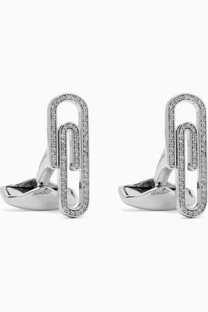 Tateossian Paperclip Pavé White Diamonds Cufflinks in Sterling
