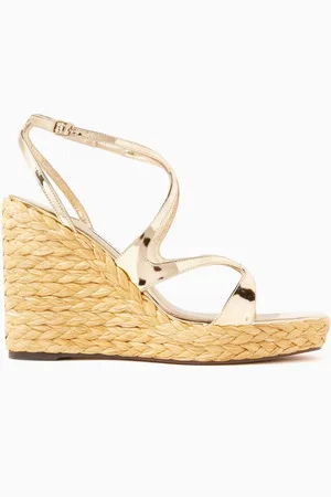 Jimmy Choo Ayla 110 Wedge Sandals in Metallic Leather