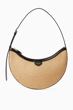 Alaïa Small One Piece Demi Lune Bag in Paper Straw