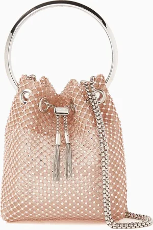 Jimmy Choo Bon Bon Crystal-embellished Bucket Bag in Mesh