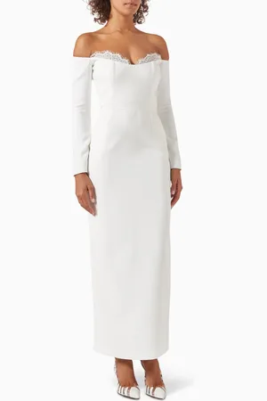 Ilkyaz Ozel Farah Lace-trim Off-shoulder Maxi Dress in Crepe