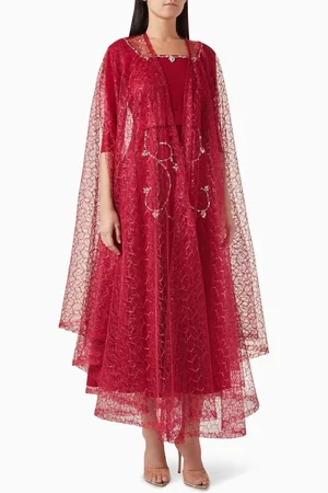 BYK Crystal-embellished Dress & Cape Set in Linen & Tulle
