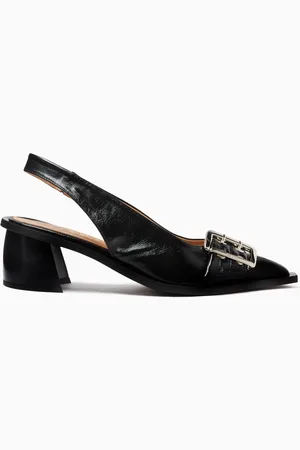 Ganni Feminine Buckle Slingback Pumps in Faux Leather