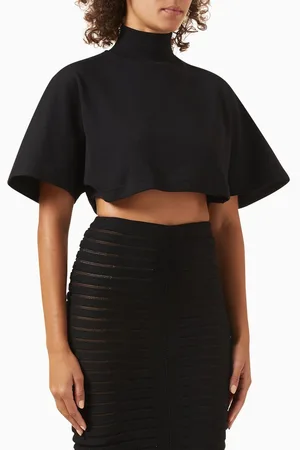Alaïa Highneck Crop T-shirt in Cotton