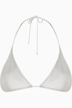 Norma Kamali Triangle String Bikini Top in Stretch Lamé