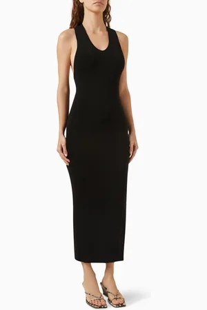 St Agni Plunge-neck Knit Midi Dress in Tencel Blend