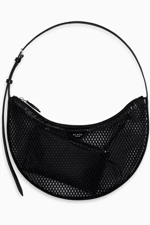 Alaïa Small One Piece Demi Lune Bag in Patent Leather & Fishnet