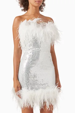 Ilkyaz Ozel Liza Feather-trim Sequin Mini Dress