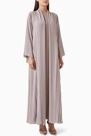 Homa Q Three-piece Abaya Set in Chiffon & Satin